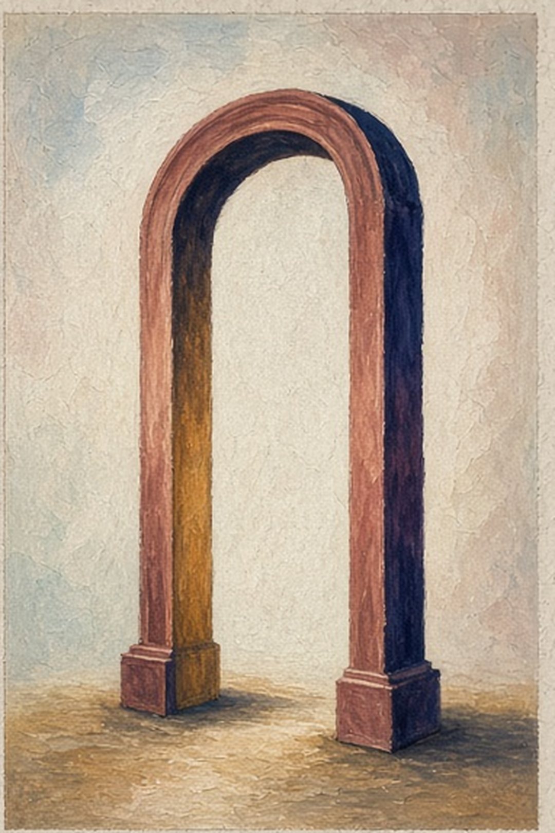 Gouache Name threshold focused on one architectural barrier