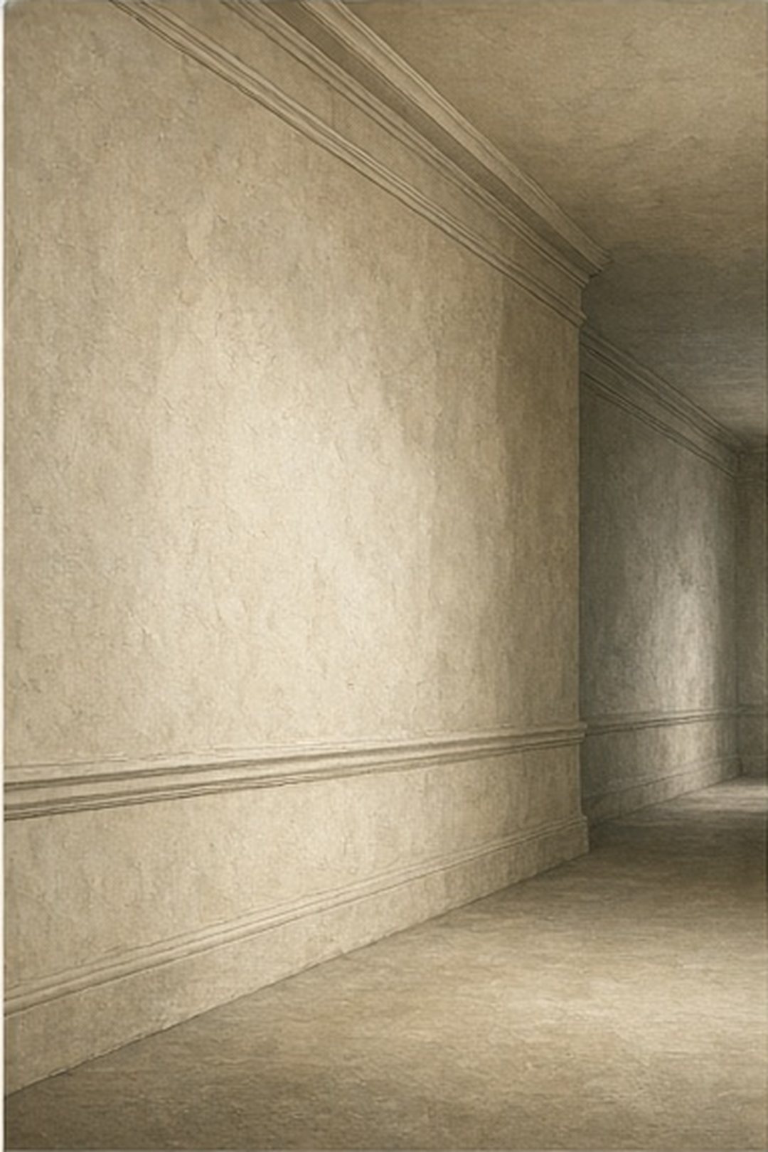Unobserved gouache corridor without counters or audience markers